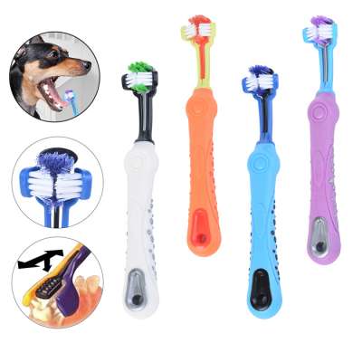 Hot Selling Three Sided Pet Toothbrush Dog Brush Addition Bad Breath Tartar Teeth Care Dog Cat Cleaning Mouth Dog Toothbrush