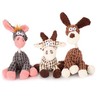 Pet Plush Donkey Toy Durable Tough Chew Toys Dogs Durable Dog Stuffed Squeaky Toys